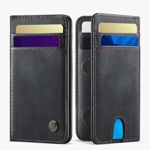 Wallet unisex RFID Blocking Card Holders And Money Slots Retro Black/347-Lb2